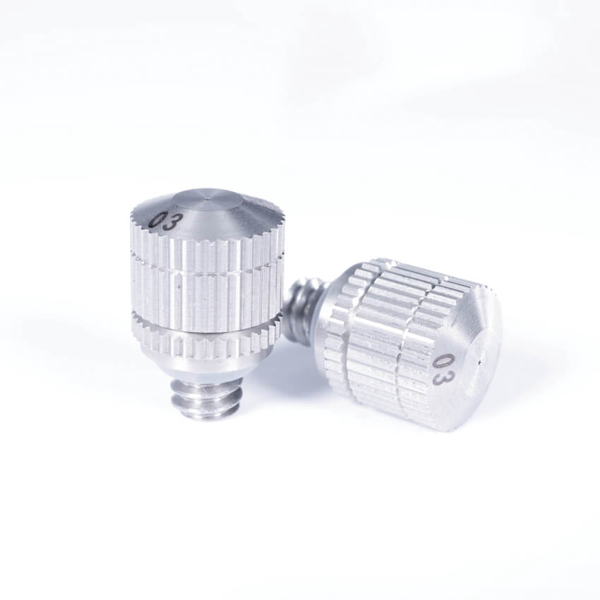 low pressure misting nozzle 0.012in (0.3mm) orifice 12/24 thr