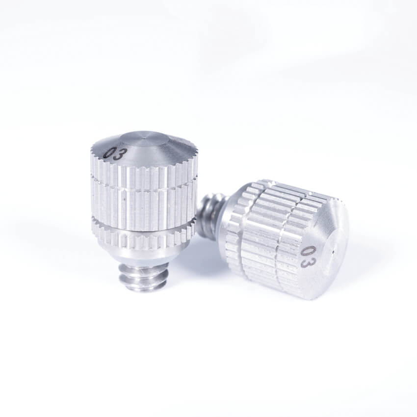 low pressure misting nozzle 0.012in (0.3mm) orifice 12/24 UNC mist head nozzle