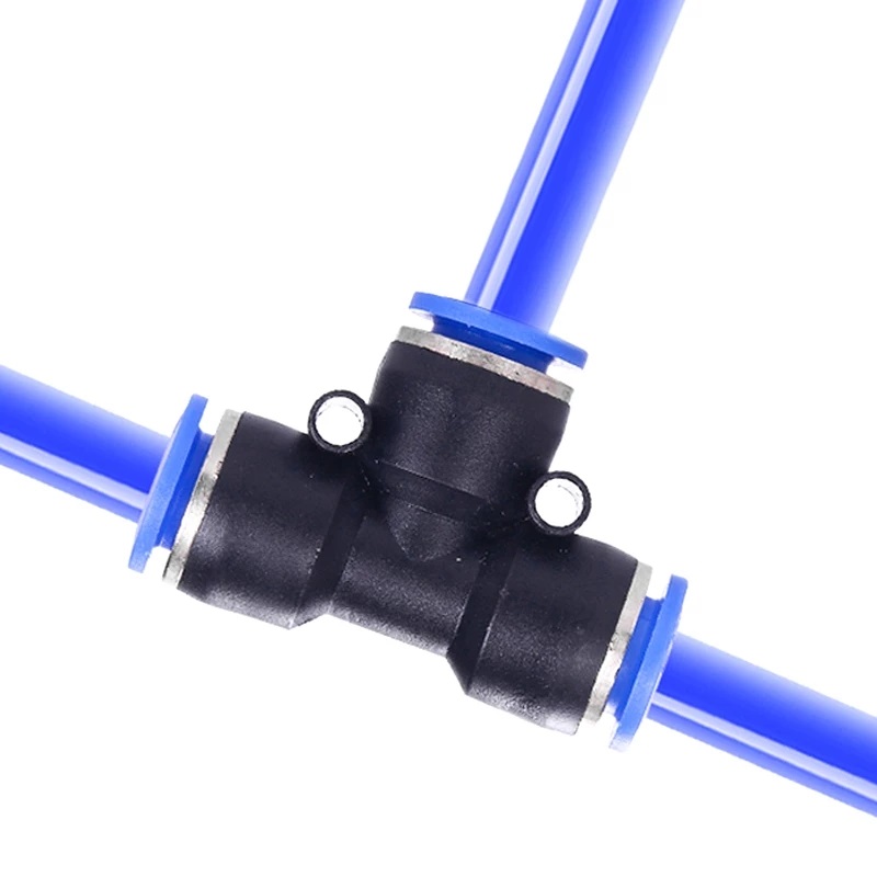 low pressure slip lock tee connector fitting three way for misting fog system nozzle tip